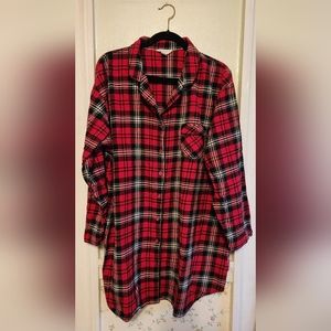 Charter Club Intimates Red Black Checkered Flannel Womans Nightshirt XXL Pajamas
